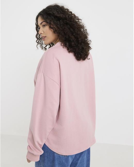 Simply Be Pink Curved Hem Sweatshirt