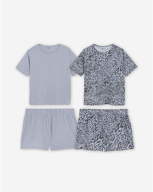 Simply Be Gray Leopard Print Value 2 Pack Shortie Sets