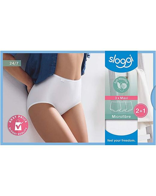 Sloggi Natural 3Pk Microfibre Maxi Briefs
