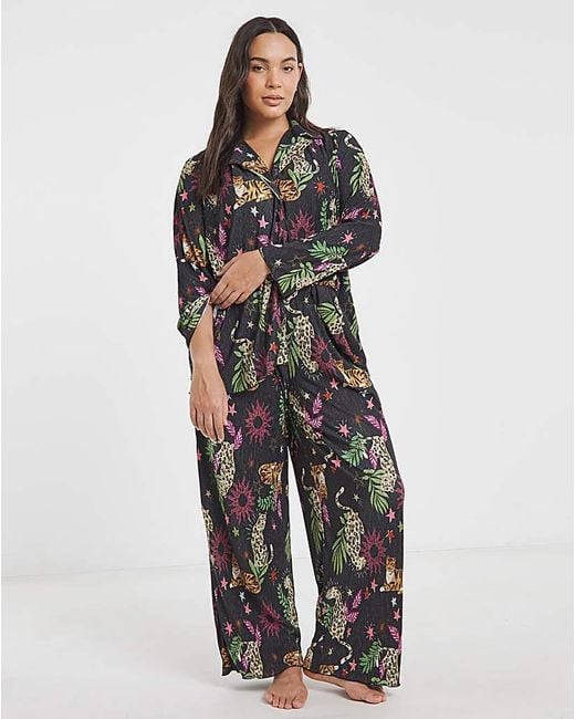 Simply Be Brown Button Through Plisse Lounge Set