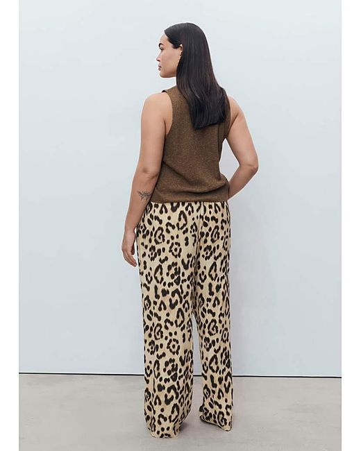 Mango White Leopard Print Trousers