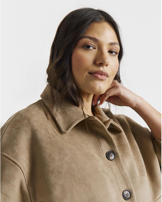 Simply Be Blue Suedette Pocket Shacket