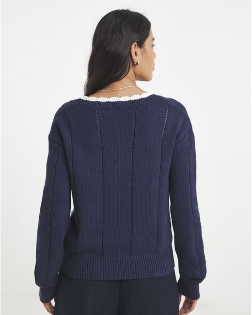 Simply Be Blue 3D Cherry Pointelle Cardigan