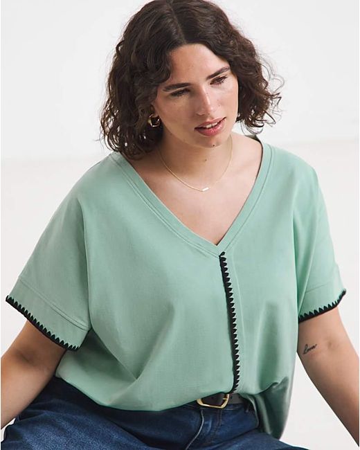 Simply Be Green Whipstitch T-Shirt
