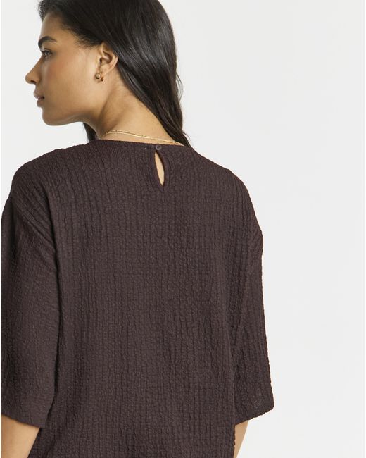 Simply Be Black Waffle Jersey Kimono Sleeve T-Shirt