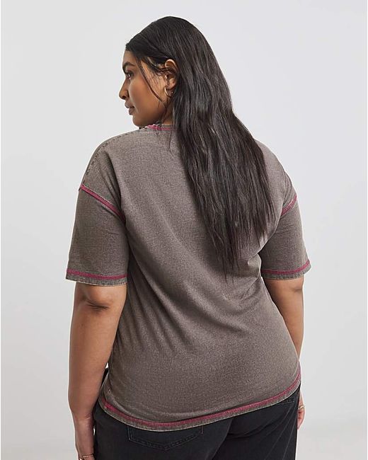 Simply Be Gray Contrast Flatlock Top