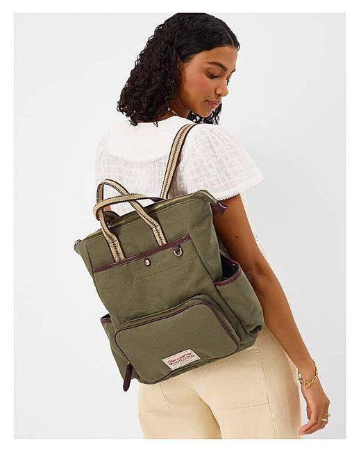 Accessorize Green Multi-Pocket Canvas Backpack