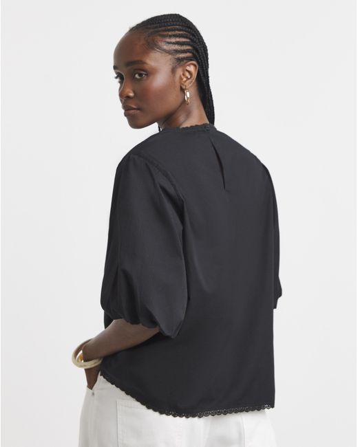 Simply Be Black Broderie Puff Sleeve Blouse