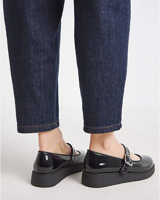 Simply Be Blue Chunky Mary Jane Extra Wide