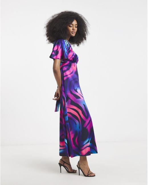 Twisted Wunder Blue Maxi Satin Dress