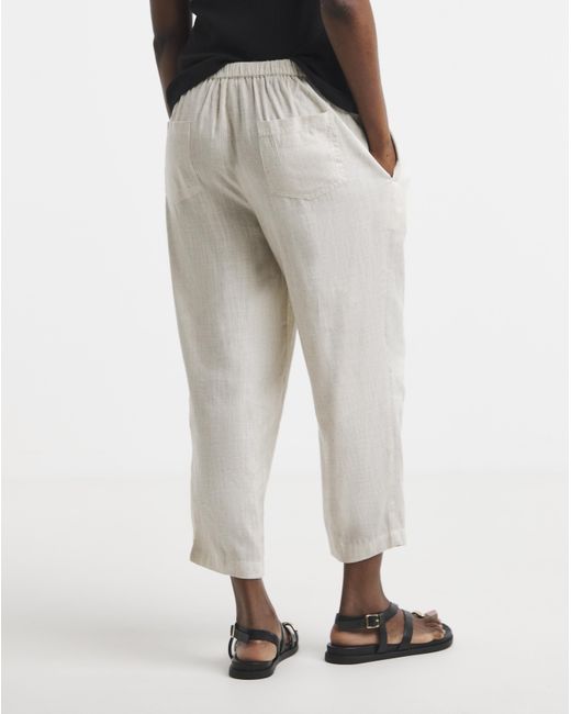 Simply Be Natural Tie Waist Linen Mix Barrel Leg Trouser