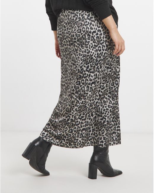 Simply Be White Print Satin Maxi Skirt