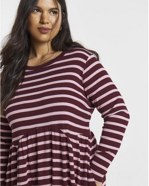 Simply Be Red Burgundy Ribbed Midi Dress