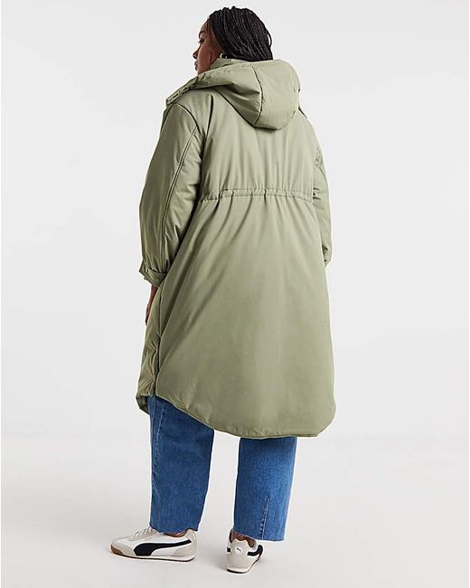 Simply Be Green Fleece Lined Padded Parka Coat