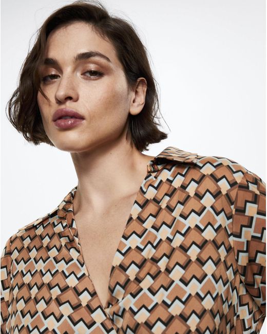 Mango Brown Print Wrap Dress