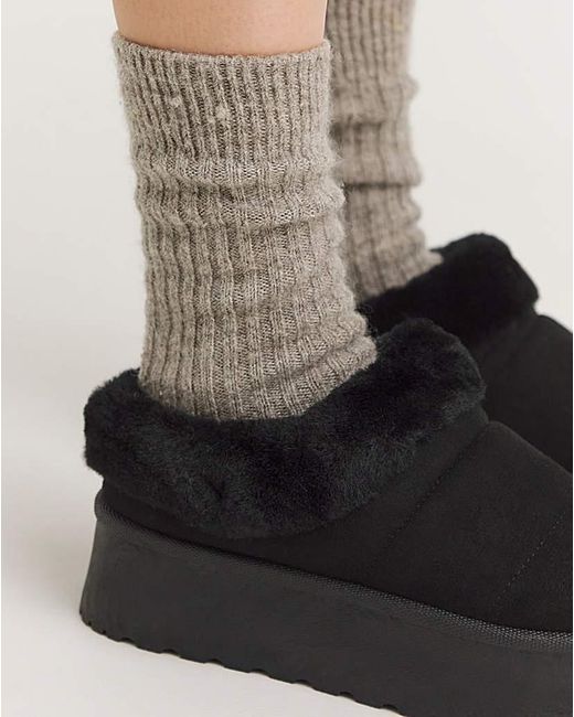 Simply Be Black Quilted Mule Slipper Boot Standard