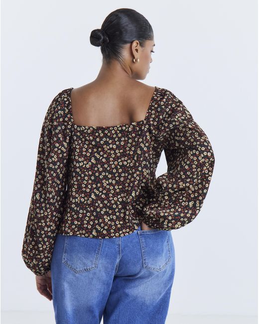 Simply Be Black Blouson Sleeve Blouse