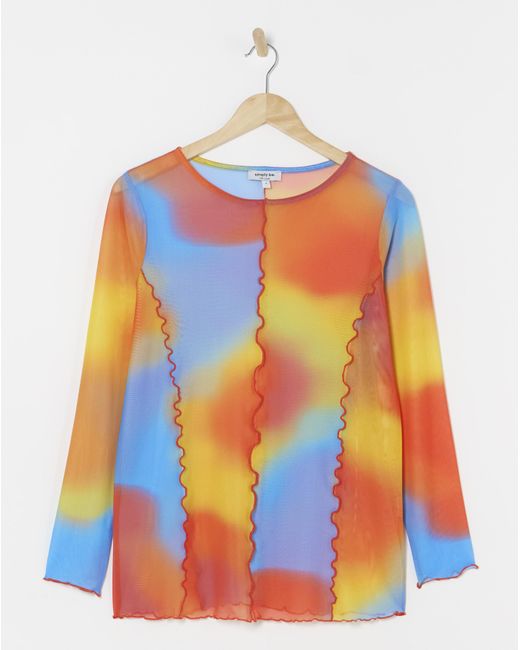 Simply Be Orange Mesh Overlock Top