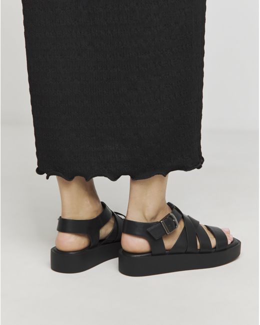 Simply Be Black Chunky Buckle Fisherman Sandal Ex Wide