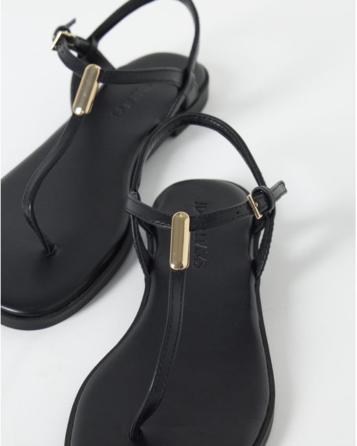 JD Williams Black T Bar Hardware Sandals Wide