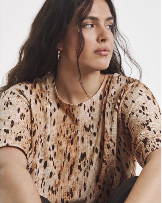 Simply Be Brown Printed Kimono Sleeve T-Shirt