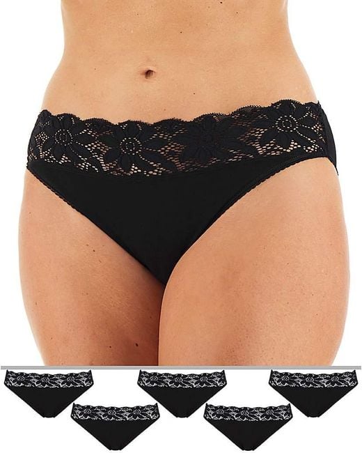 Pretty Secrets Black 5Pack Lace Top High Leg Briefs