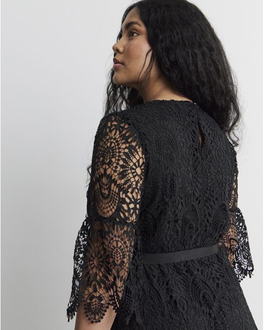 Joanna Hope Black Structured Lace Dress