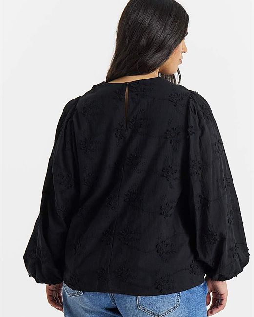 Simply Be Black Exaggerated Sleeve Top