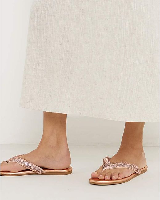 Simply Be Natural Flat Toe Post Sandals Extra Wide Fit