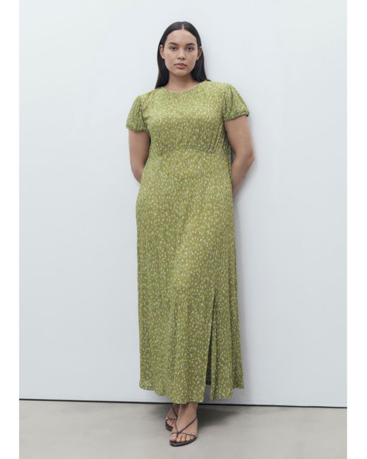 Mango Green Ditsy Floral Midi Dress