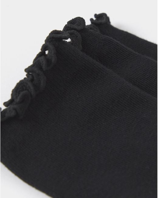 Pretty Secrets Black Basic Lettuce Hem Socks