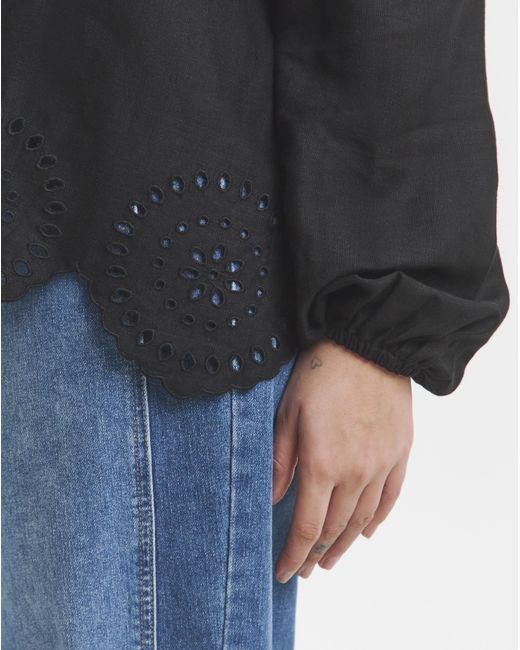 Simply Be Black Cutwork Linen Blend Bardot