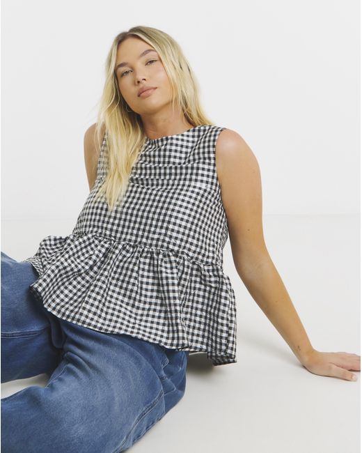 Simply Be Blue Check Vest