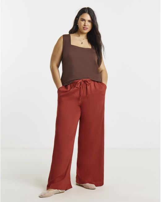 JD Williams Red Tie Waist Linen Wide Leg Trousers