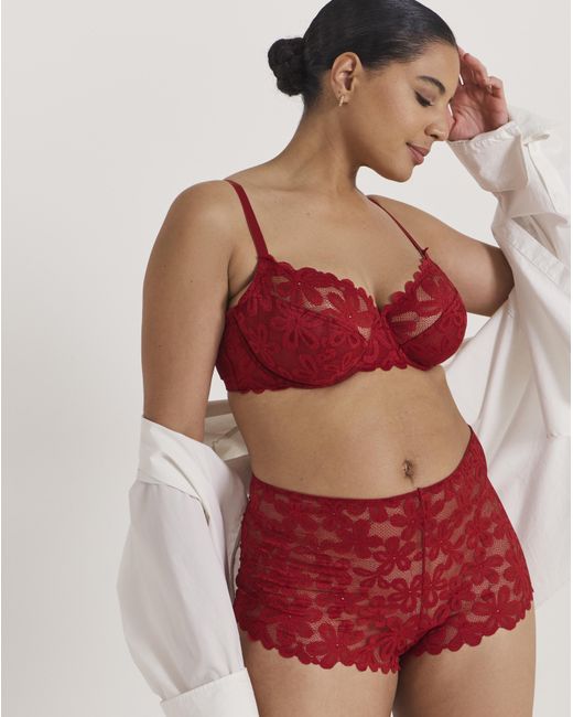 Pretty Secrets Red 2 Pack Daisy Lace Shorts
