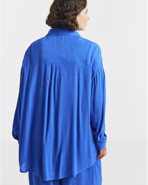 Simply Be Blue Oversized Crinkle Shirt