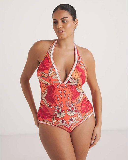 Figleaves Red Frida Halter Swimsuit Regular