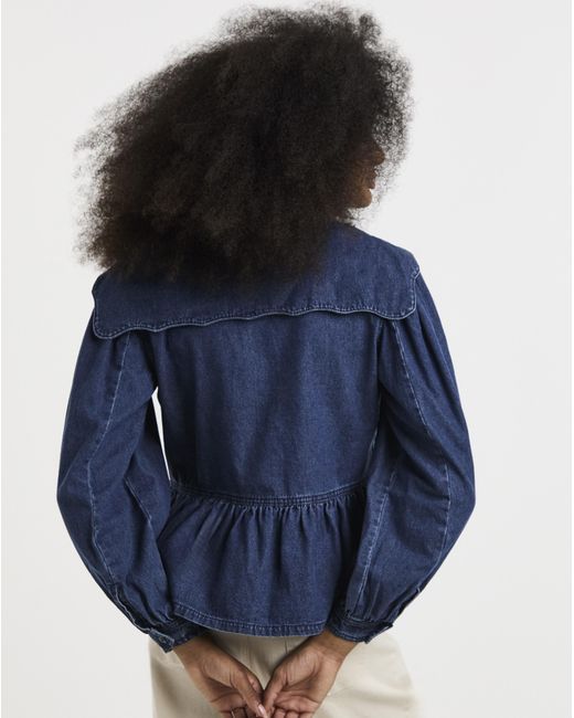Simply Be Blue Scalloped Peplum Blouse