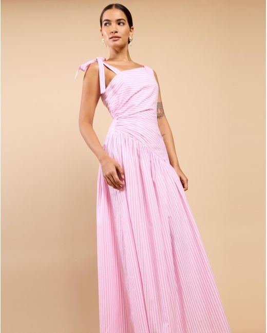 Little Mistress Pink Lm Stripe Midaxi