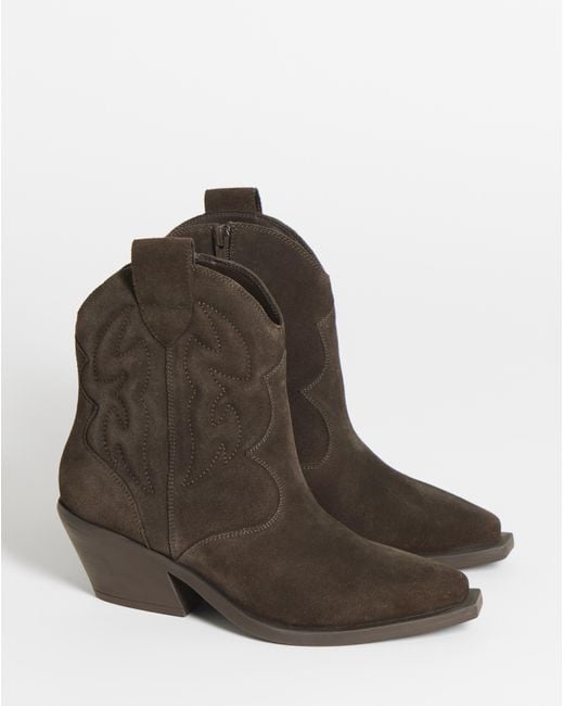 Simply Be Blue Embroidered Ankle Western Boots Ex Wide