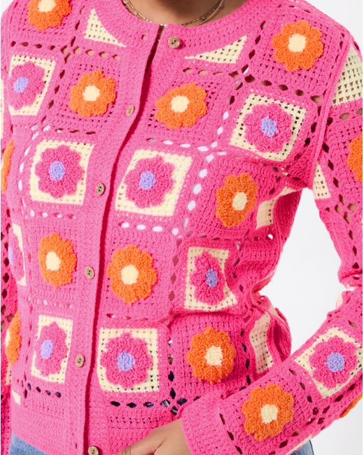 Joe Browns Red Fun And Floral Crochet Cardigan
