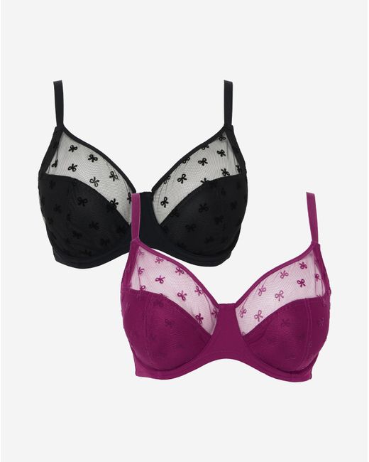 Pretty Secrets Pink 2 Pack Hannah Bow Full Cup Bra