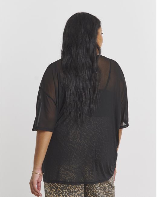 Simply Be Black Mesh Oversized T-Shirt