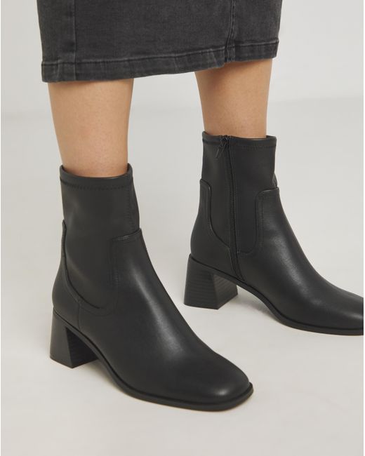 Simply Be Black Block Heel Stretch Ankle Boots Wide