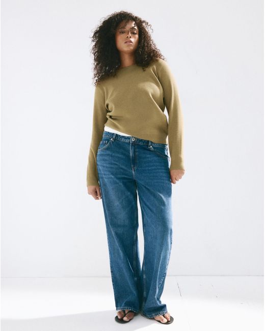 Mango Green Fine Knit Boat-Neck Sweater