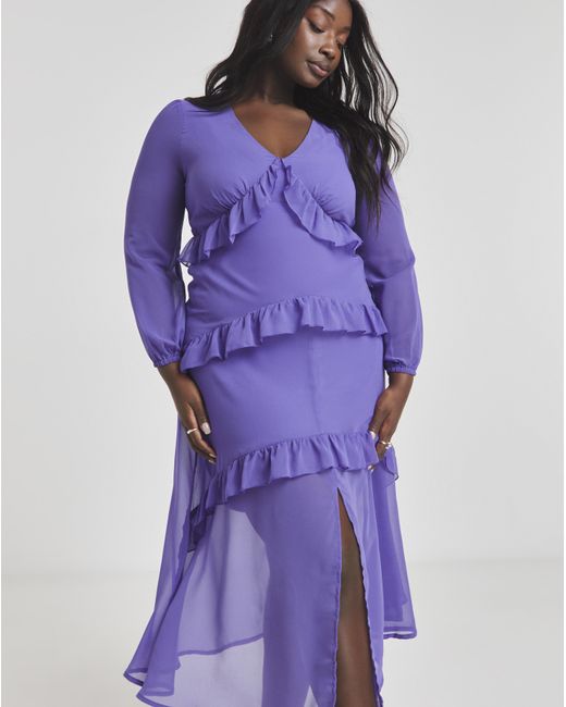 Simply Be Purple Frill Maxi Dress