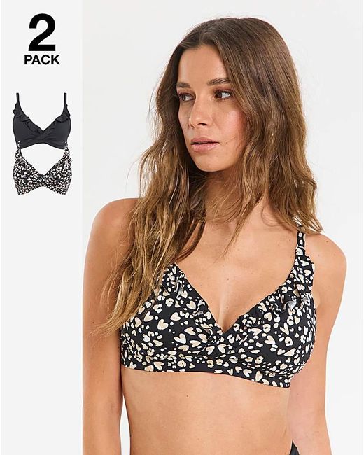 Simply Be Black Value 2 Pack Bikini Tops