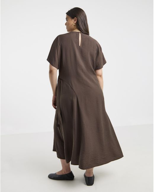 Simply Be Brown Side Tie Midi Dress