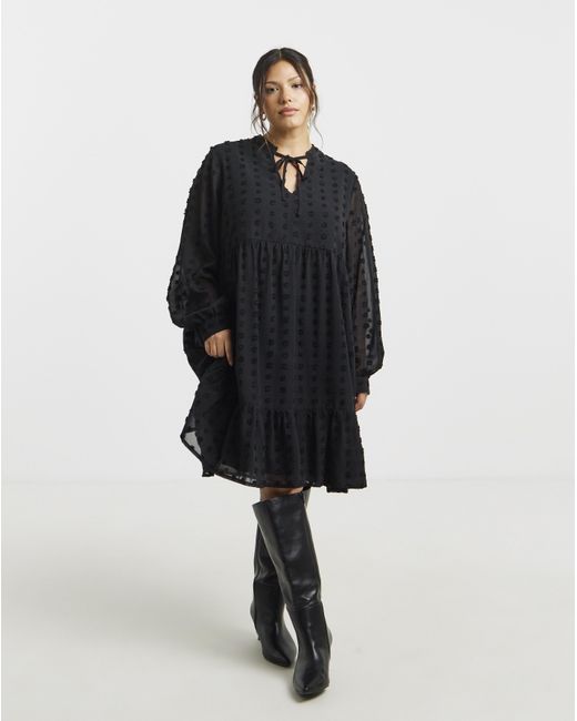 Simply Be Blue Dobby Smock Dress