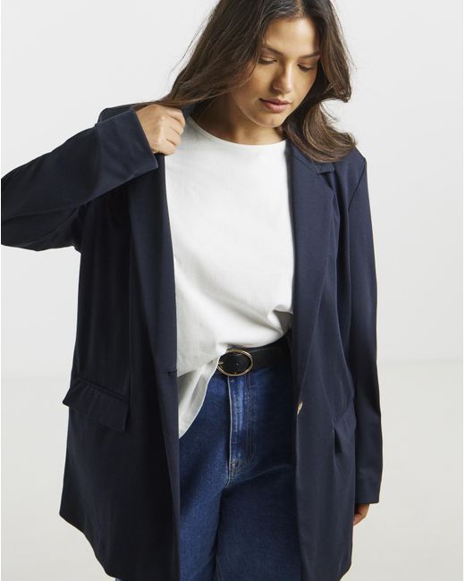 Simply Be Blue Ponte Blazer